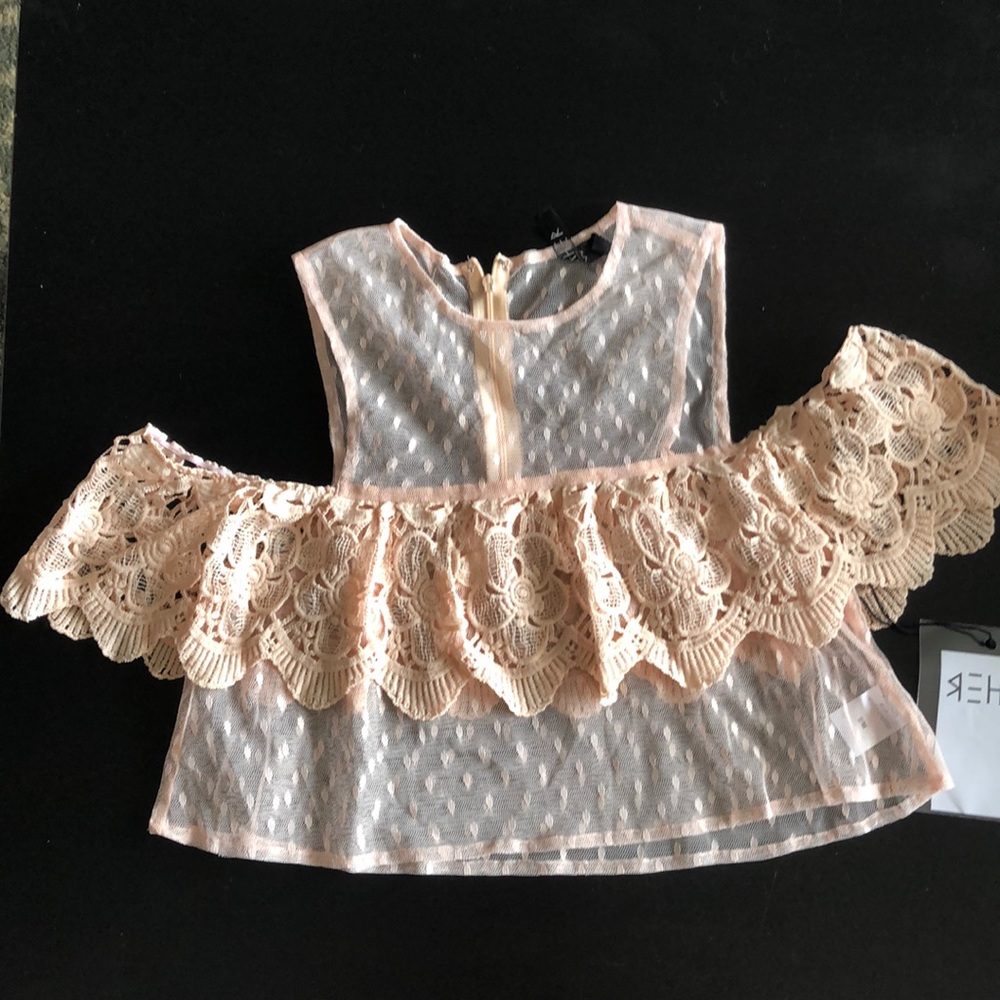 *NWT* Lace Mesh off the shoulder top